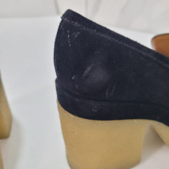 MARC FISHER Lina Platform Loafer suede Black platform 9 New $160, Defected - Picture 9 of 12